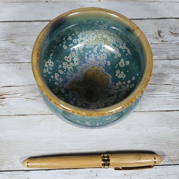 Pamela Rodger Planter Teal Blue Porcelain Bragg Creek AB 4.5" Canadian Pottery - Picture 10 of 10